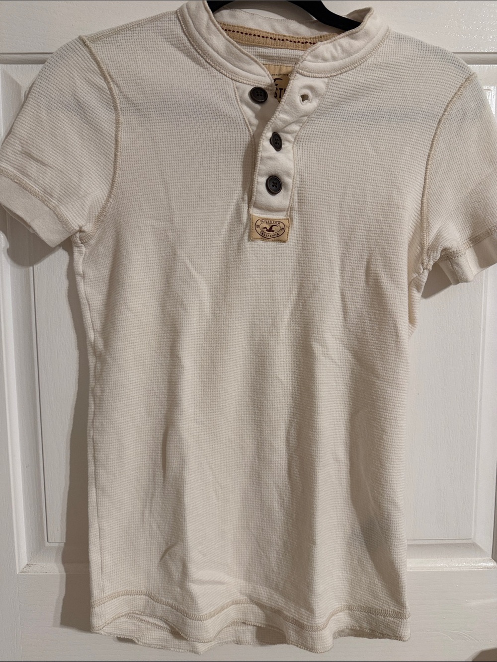 Hollister Cream Short-Sleeve Henley Tee